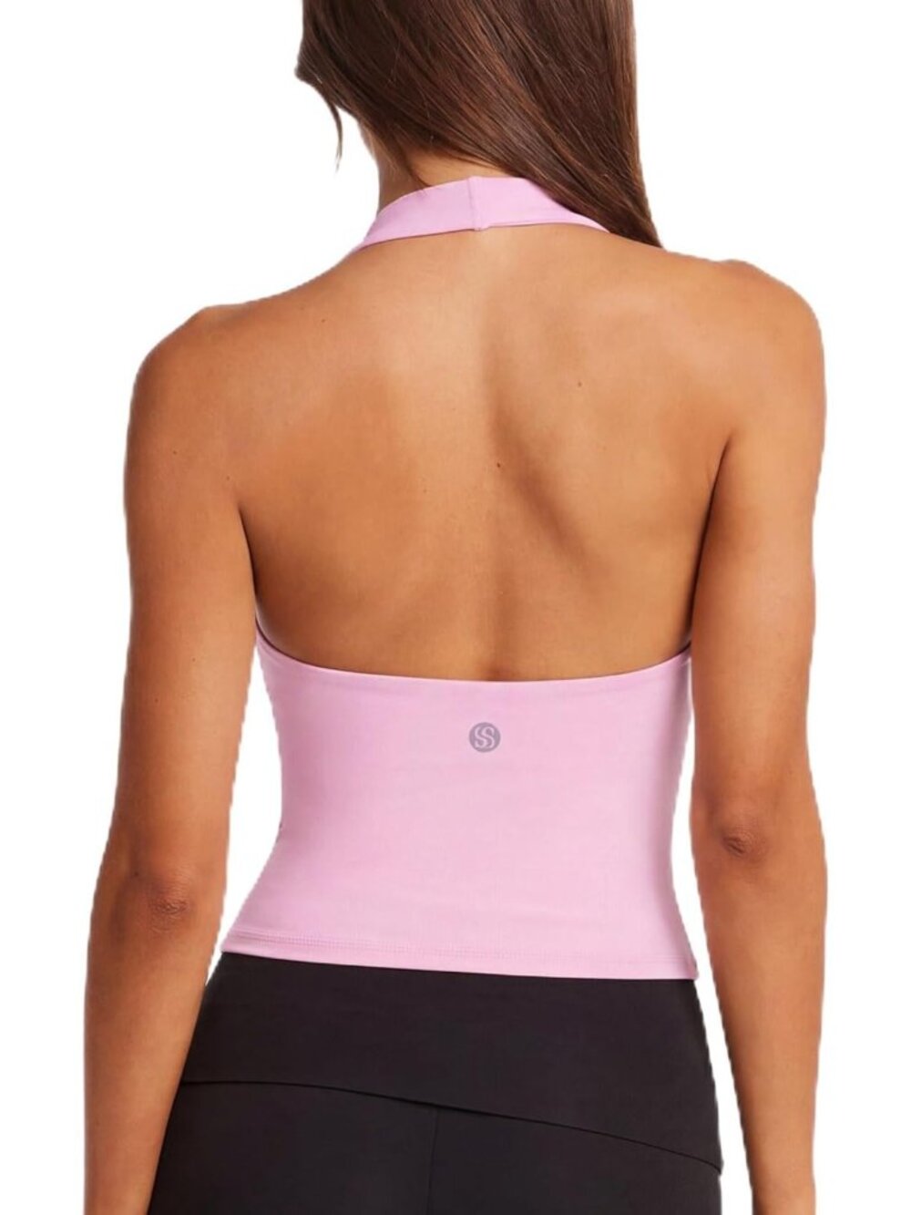 Padded Halter Sports Bra | Backless Longline Crop Tank Top for Women’s Workout
